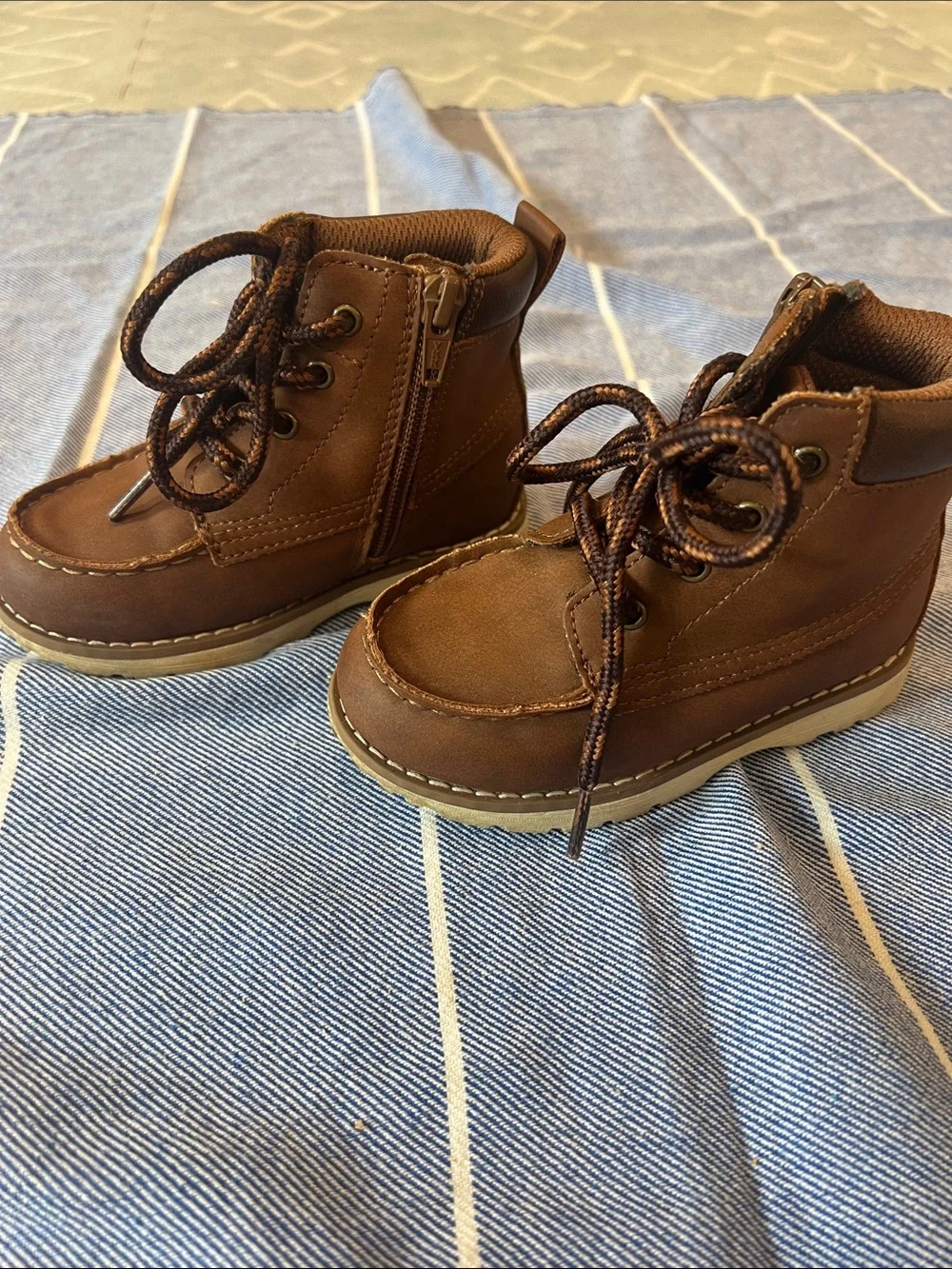 Brown Toddler Lace-Up Ankle Boots - Classic Casual